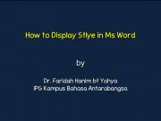 How to Display Style Panel